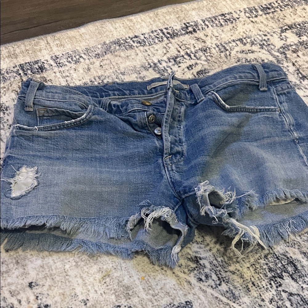 Vince Distressed Blue Jean Shorts